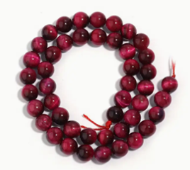 Rose Red Tiger's Eye Beads - Genuine Natural Stone